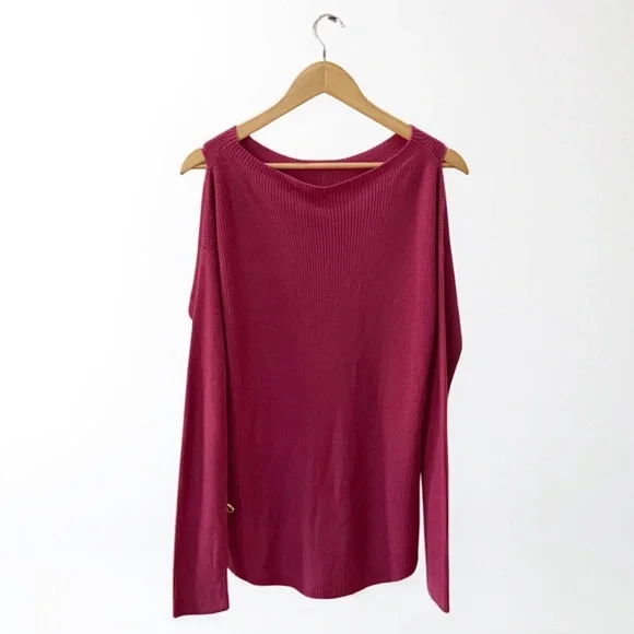 NWT Express Cold Shoulder Sweater in Magenta! Small! New! - Picture 3 of 7